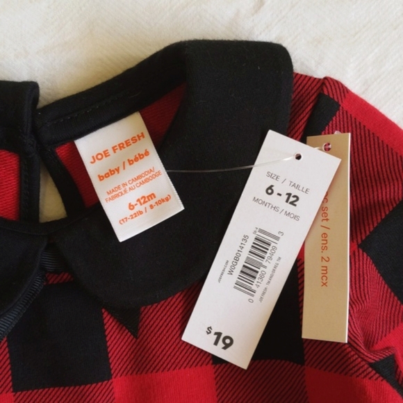 NEW joe fresh buffalo check peter pan collar peplum top 6-12 months baby girl - Picture 6 of 7